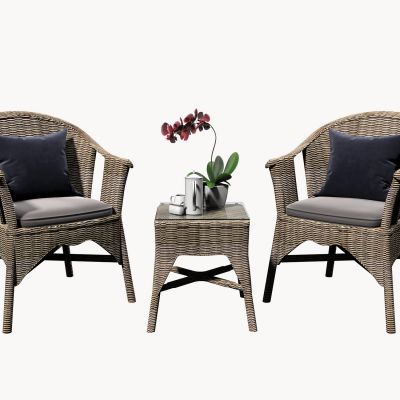 现代户外藤编桌椅组合，户外椅，户外桌椅组合