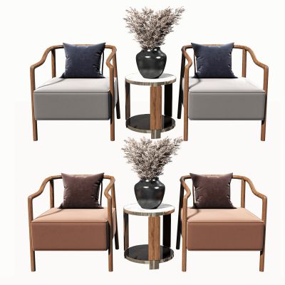 新中式单椅，休闲椅，单人沙发