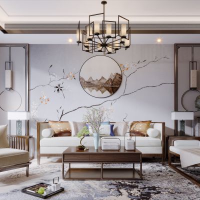 新中式现代简约轻奢风格客厅