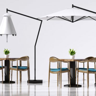 新中式休闲桌椅 遮阳伞