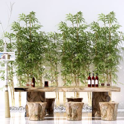 新中式休闲茶桌椅 竹子