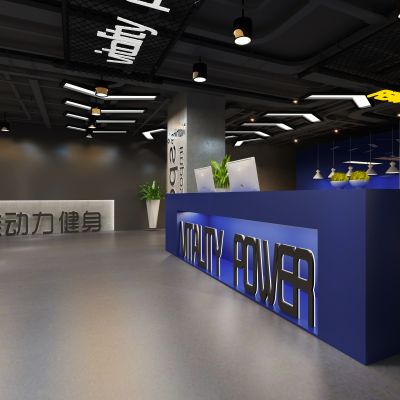 现代简约工业风格健身房前台大厅