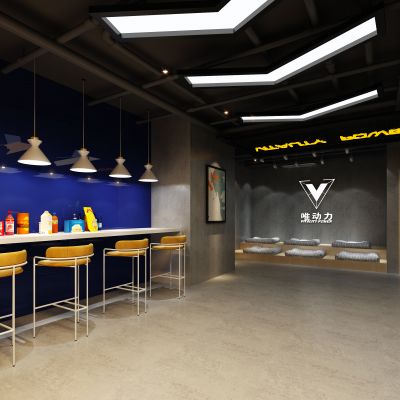 现代工业风格健身房休闲区