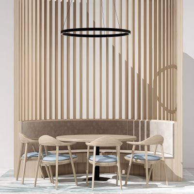 新中式圆形餐桌卡座