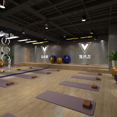现代简约工业风格健身房瑜伽室