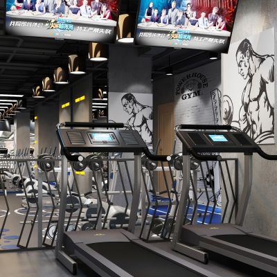 现代简约工业风格健身房器械区