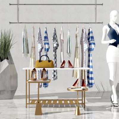 现代服装模特 衣服货架