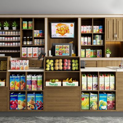 现代水果店超市收银台货柜