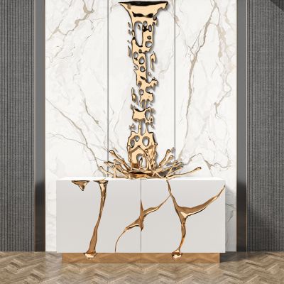 现代艺术水溅落雕塑玄关柜组合