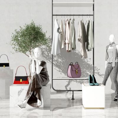 现代服装货架 人物模特