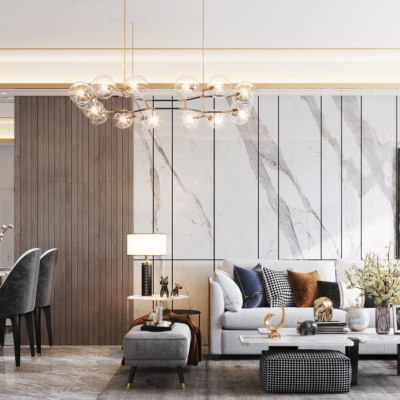 现代轻奢客厅餐厅