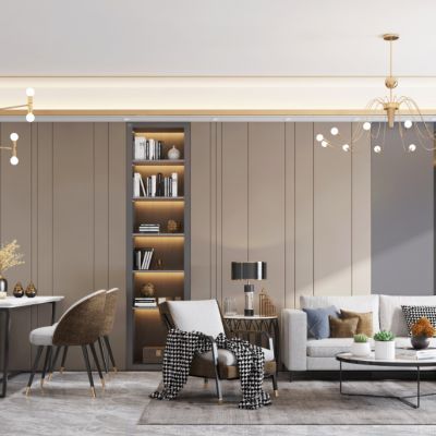 现代轻奢客厅餐厅