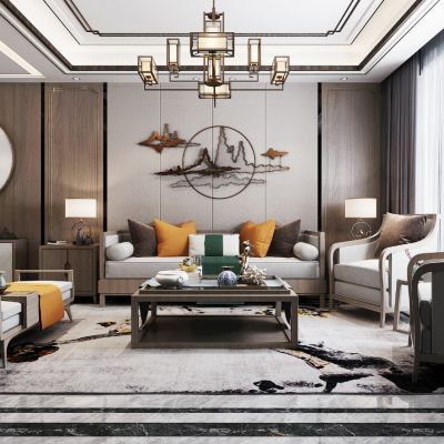 新中式轻奢客厅餐厅