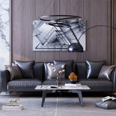 现代皮革沙发茶几组合