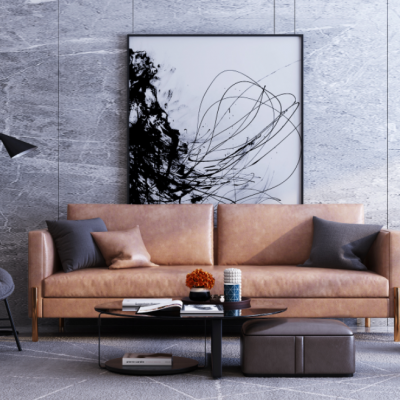 现代皮革沙发茶几组合