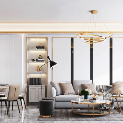 现代轻奢客厅餐厅