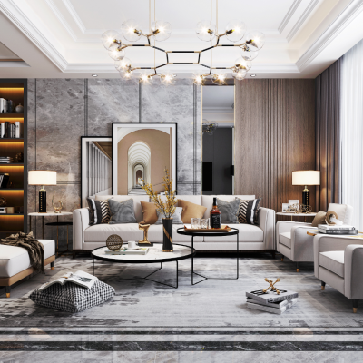 现代轻奢客厅餐厅