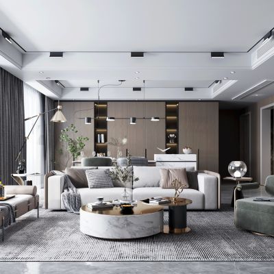 现代轻奢客厅餐厅