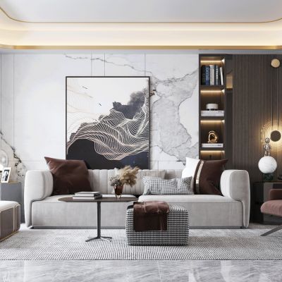 现代轻奢客厅餐厅