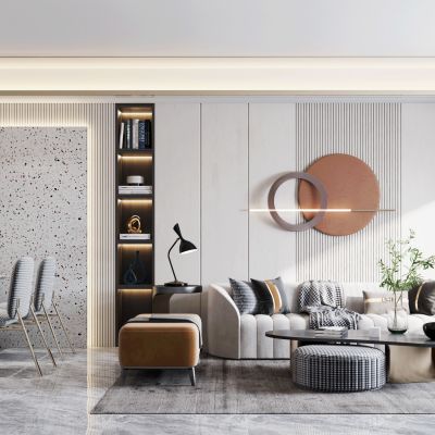 现代轻奢客厅餐厅