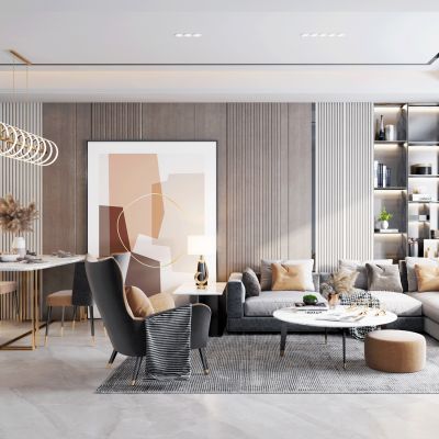 现代轻奢客厅餐厅
