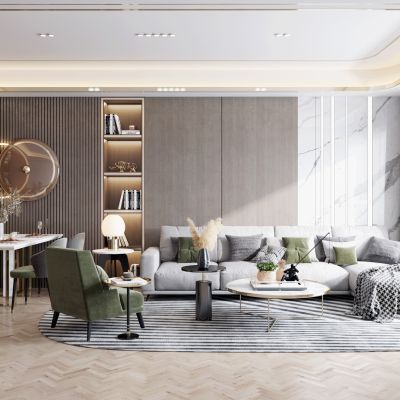 现代轻奢客厅餐厅