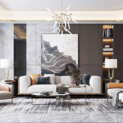 现代轻奢客厅餐厅