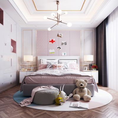 现代女儿房 儿童房卧室