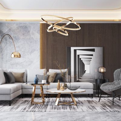 现代轻奢客厅餐厅