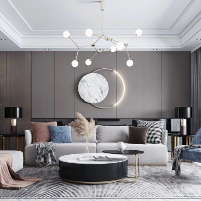 现代轻奢客厅餐厅