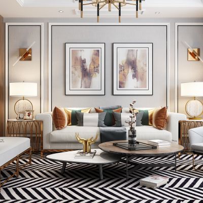 现代轻奢客厅餐厅