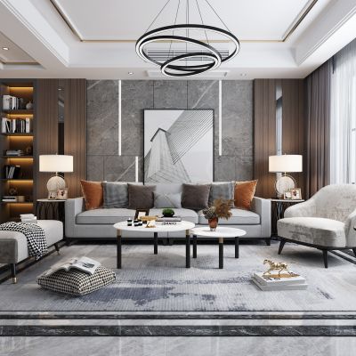 现代轻奢客厅餐厅