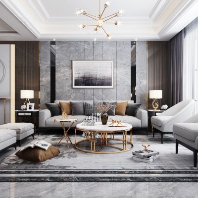 现代轻奢客厅餐厅