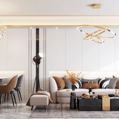 现代轻奢客厅餐厅