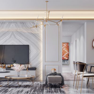 现代轻奢客厅餐厅