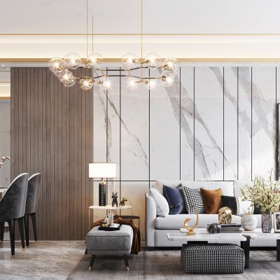 现代轻奢客厅餐厅