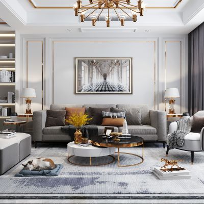现代轻奢客厅餐厅