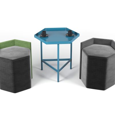 现代休闲椅边几组合