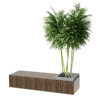 现代公园长凳 竹子