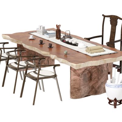 新中式书桌椅组合