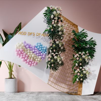 现代简约轻奢风格婚庆背景墙花架