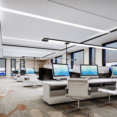 现代开敞办公室办公区