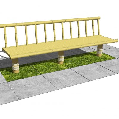 现代竹椅子户外景观座椅公园景观座椅SU模型