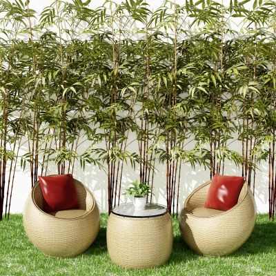 新中式休闲桌椅组合3D模型