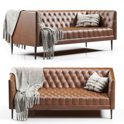 现代三人皮革沙发