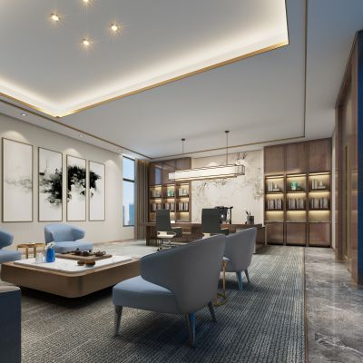 现代中式经理办公室