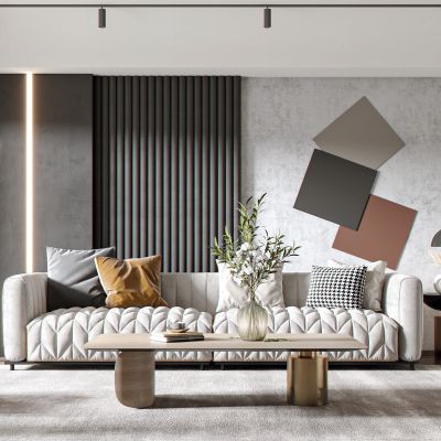 现代客厅，沙发，茶几