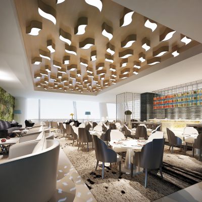 现代酒店大堂吧咖啡厅休息区