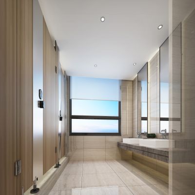 现代简洁公共卫生间