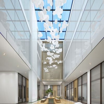 现代办公中庭品茶区休息区